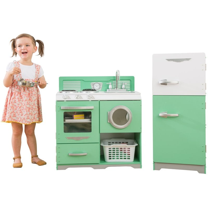 Kidkraft Homestyle Wooden Plastic Play Kitchen in Pistachio