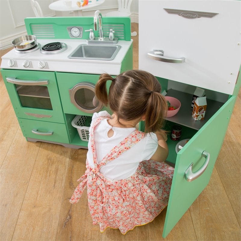 Kidkraft Homestyle Wooden Plastic Play Kitchen in Pistachio