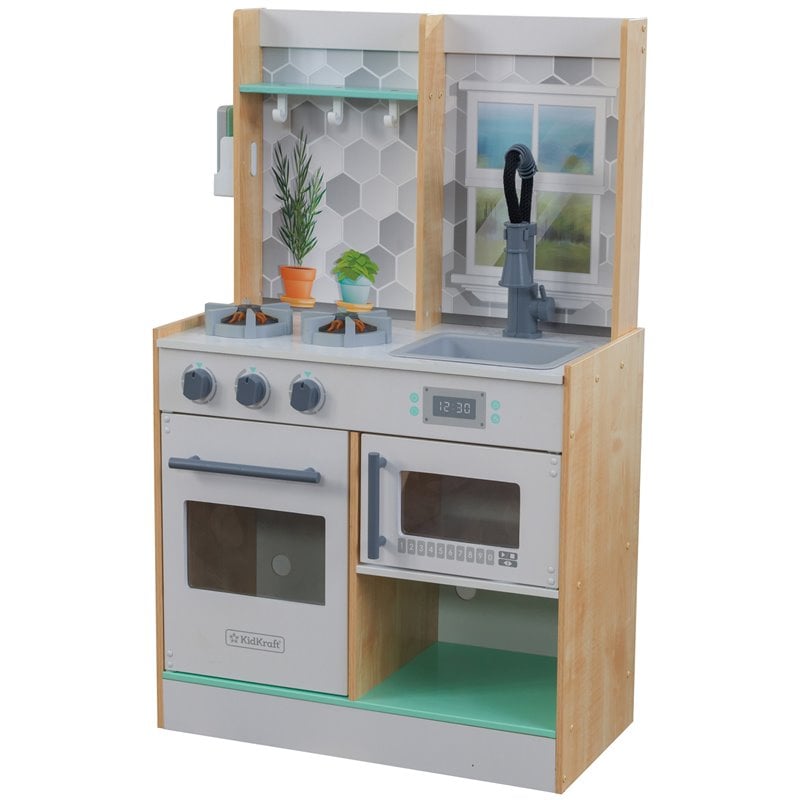 Kidkraft Let's Cook Wooden Plastic Play Kitchen in Natural