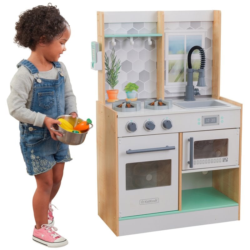 Kidkraft Let's Cook Wooden Plastic Play Kitchen in Natural