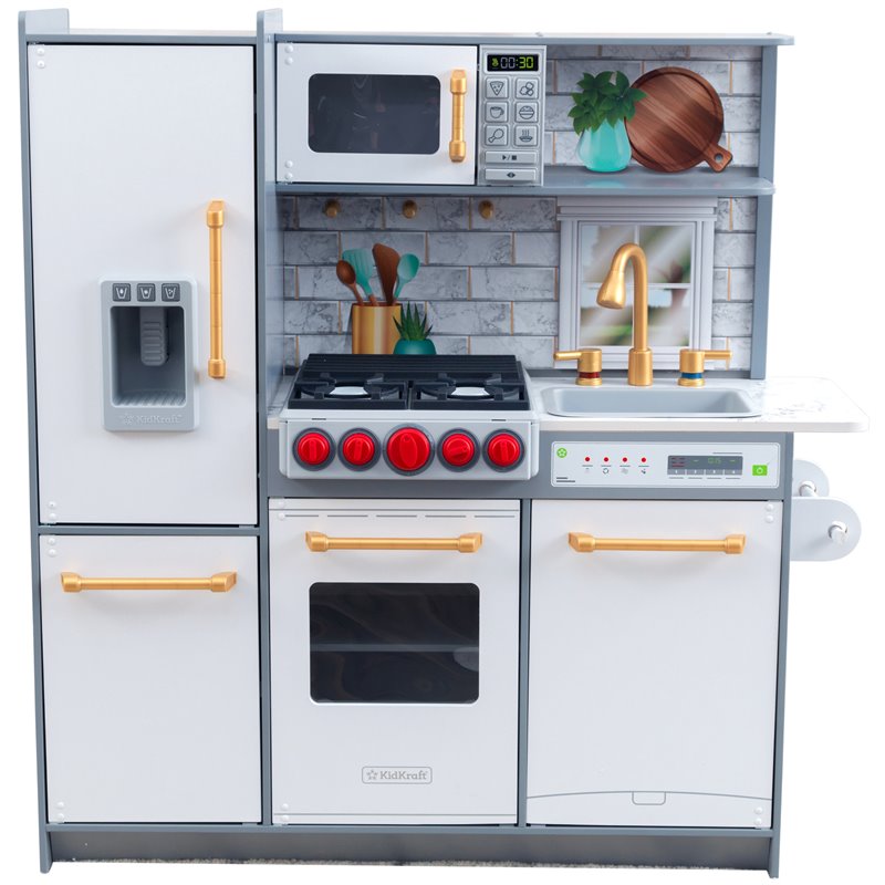 Kidkraft Uptown Elite Wooden Plastic Play Kitchen with EZ Kraft Assembly