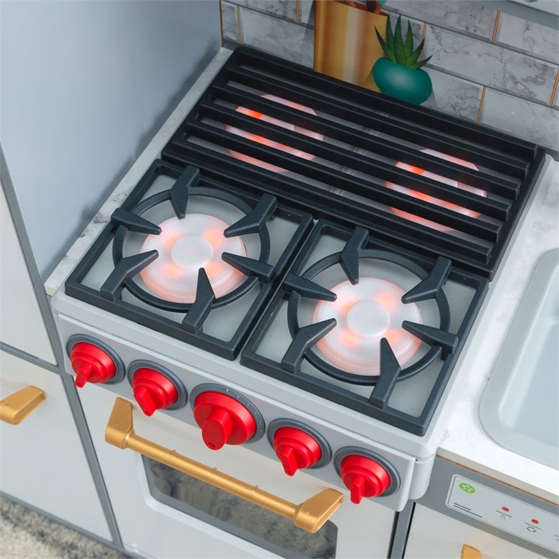 Kidkraft Uptown Elite Wooden Plastic Play Kitchen with EZ Kraft Assembly