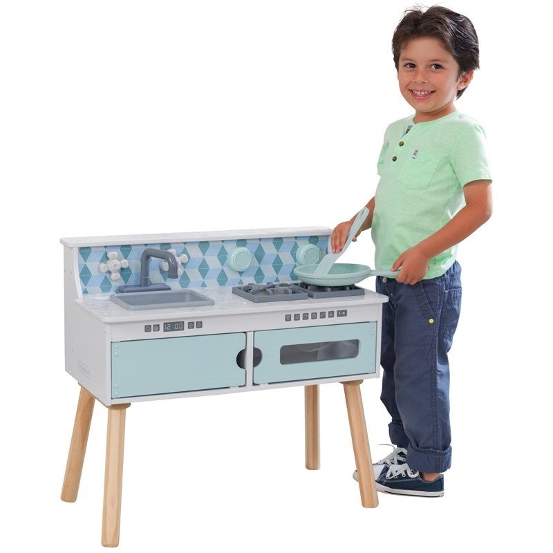 Kidkraft Play & Put Away Wooden Plastic Play Kitchen in White