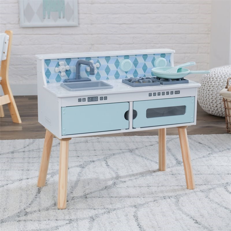 Kidkraft Play & Put Away Wooden Plastic Play Kitchen in White