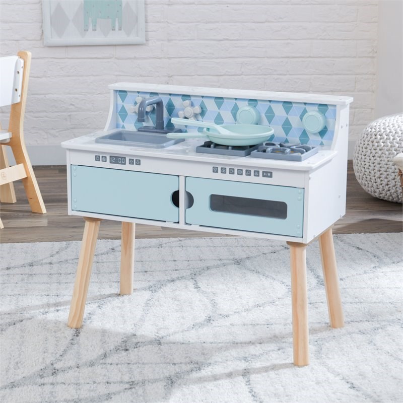 Kidkraft Play & Put Away Wooden Plastic Play Kitchen in White