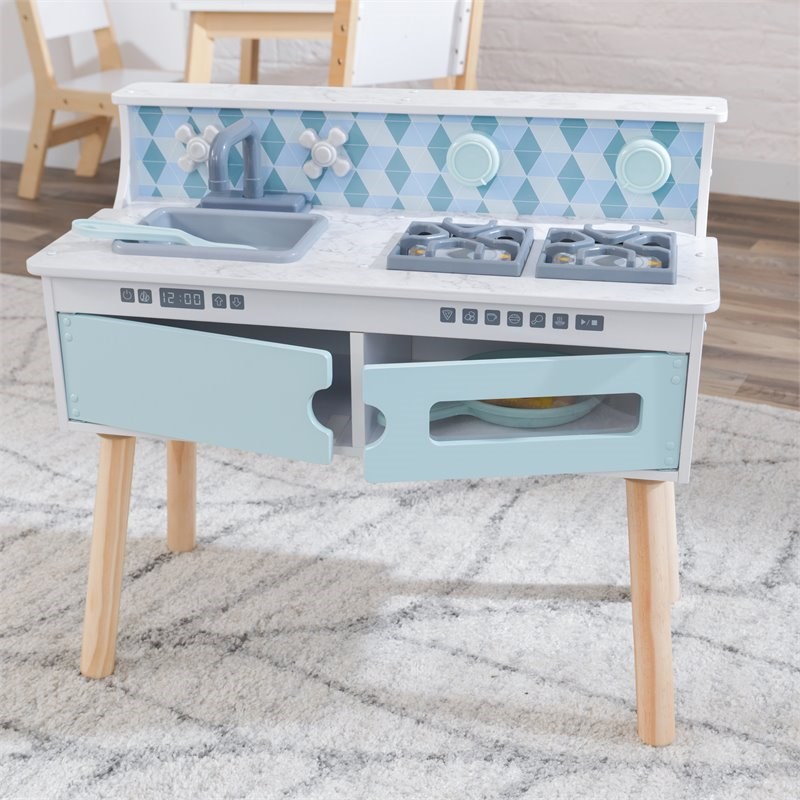 Kidkraft Play & Put Away Wooden Plastic Play Kitchen in White