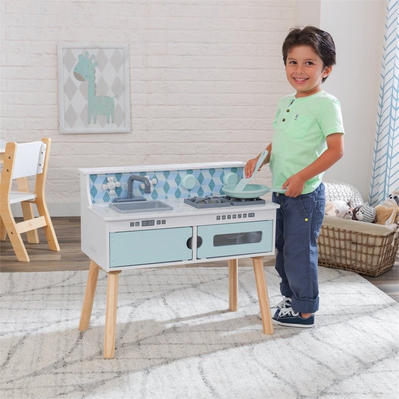 Kidkraft Play & Put Away Wooden Plastic Play Kitchen in White
