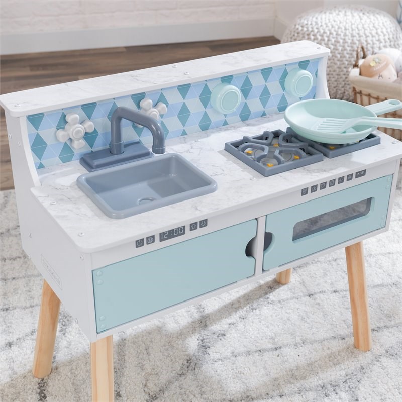 Kidkraft Play & Put Away Wooden Plastic Play Kitchen in White