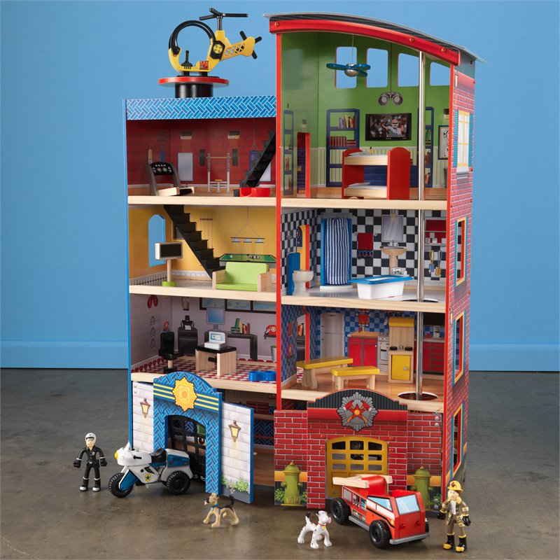 Kidkraft 24 Piece Wooden Plastic Hometown Heroes Play Set