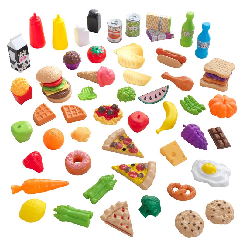 Kidkraft 65 Piece Multicolored Plastic Play Food Set