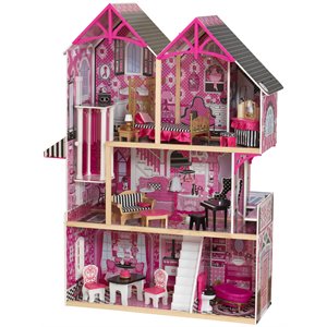 kidkraft bella 16 piece multicolored wooden plastic dollhouse