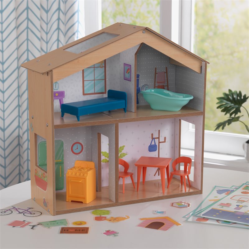 Kidkraft Designed by Me 11 Piece Wooden Plastic Sticker Fun Dollhouse