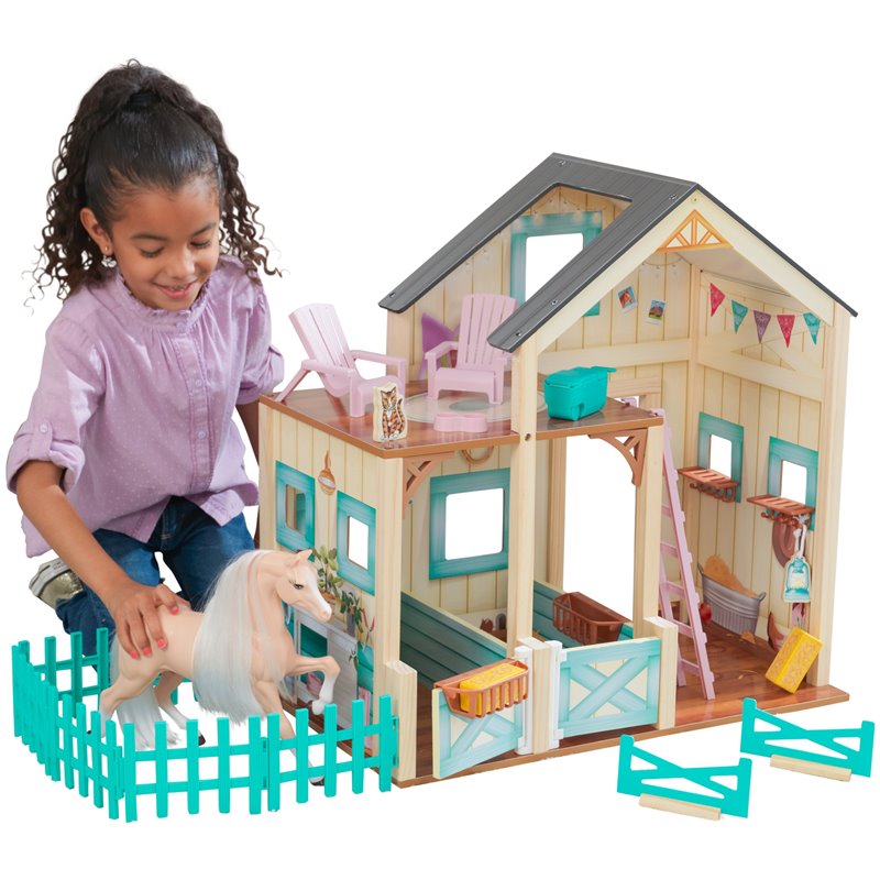 Kidkraft Sweet Meadow 24 Piece Multicolored Wooden Plastic Horse Stable