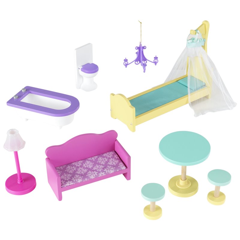 Kidkraft Penelope 9 Piece Multicolored Wooden Plastic Dollhouse