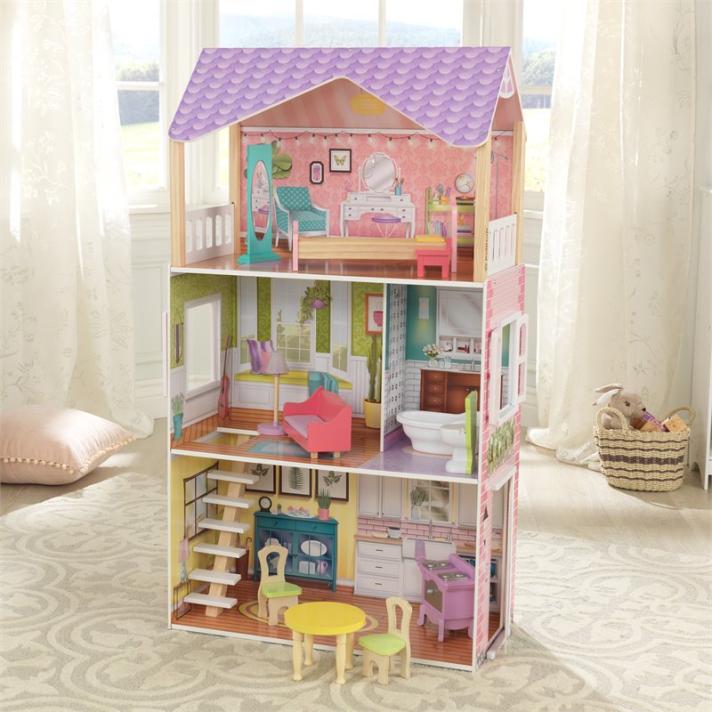 Kidkraft Poppy 11 Piece Multicolored Wooden Plastic Dollhouse