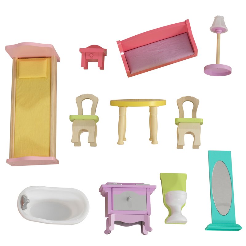 Kidkraft Poppy 11 Piece Multicolored Wooden Plastic Dollhouse