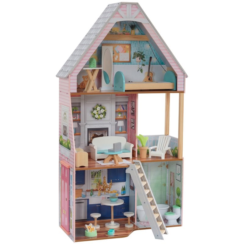 Kidkraft Matilda 23 Piece Wooden Plastic Dollhouse With Ez Kraft 