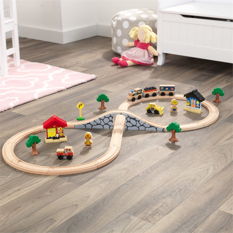 KidKraft Figure 8 Wood Train Set with 38 Pieces Multi-Color