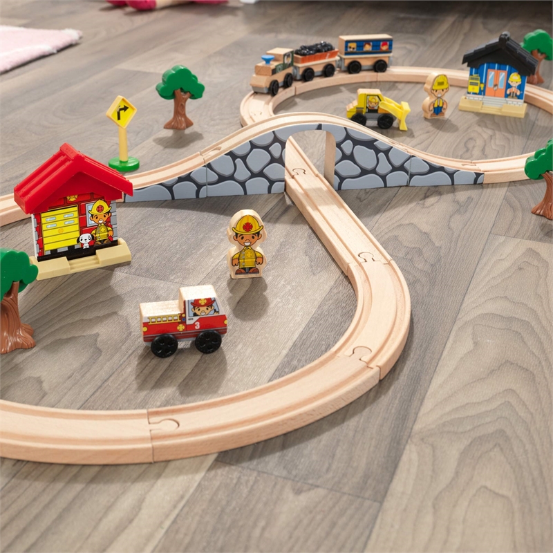 KidKraft Figure 8 Wood Train Set with 38 Pieces Multi-Color