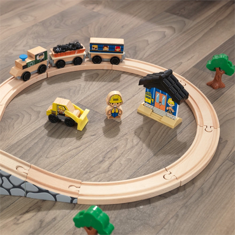 KidKraft Figure 8 Wood Train Set with 38 Pieces Multi-Color
