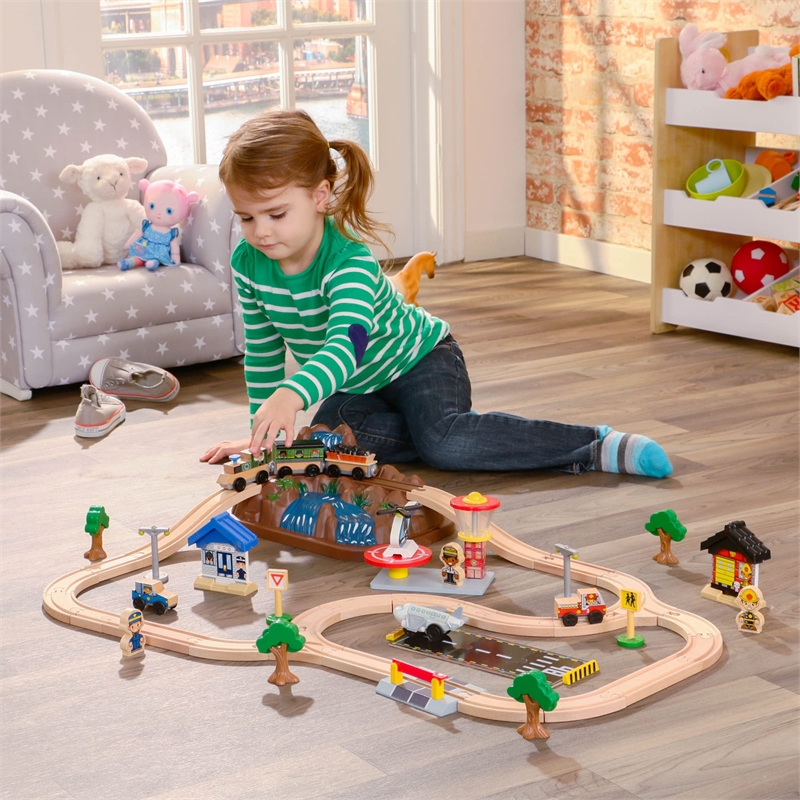 KidKraft Bucket Top Mountain 56 Piece Train Set