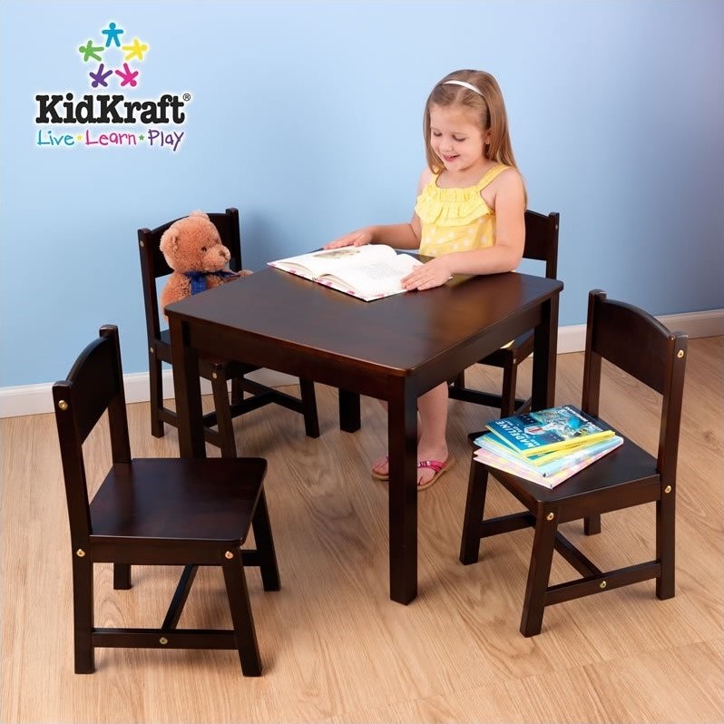 KidKraft Farmhouse Table and Four Chairs in Espresso