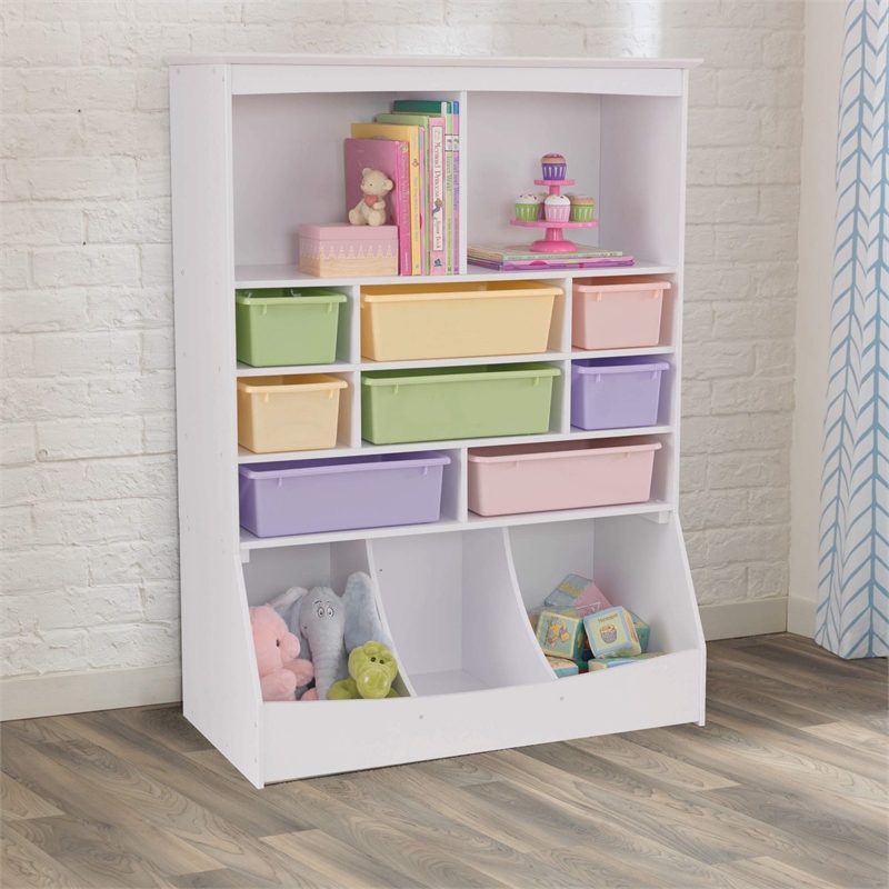 KidKraft Wall Storage Unit with Bins in White