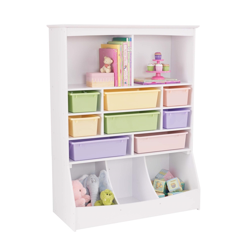 KidKraft Wall Storage Unit with Bins in White
