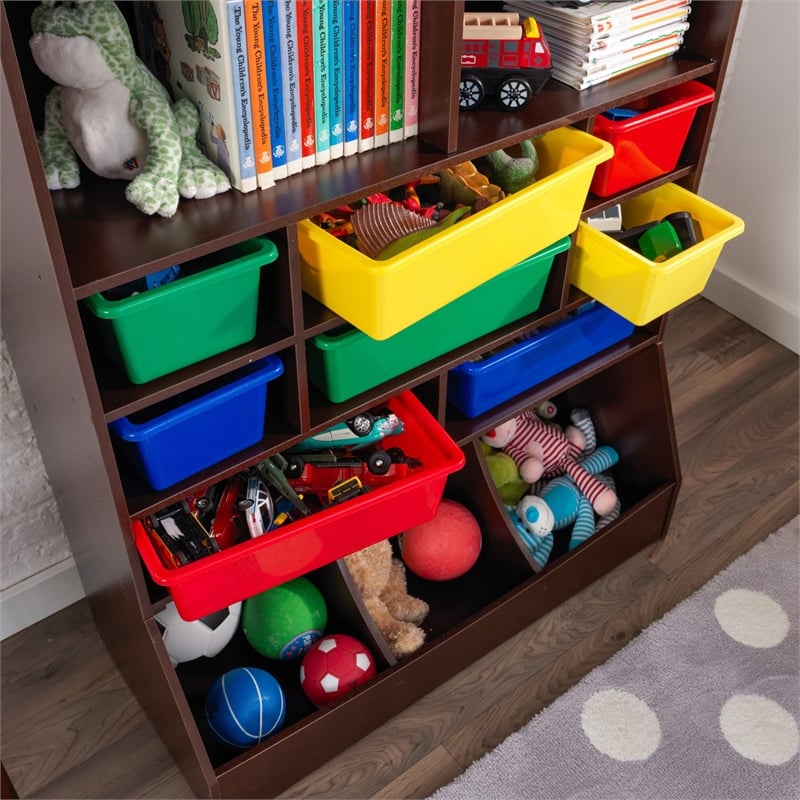 KidKraft Wall Storage Unit with Bins in Espresso