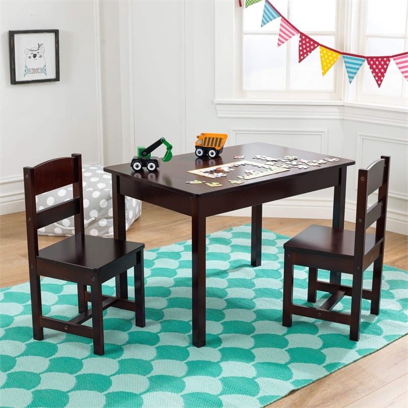 KidKraft Rectangle Table and Chair Set in Espresso