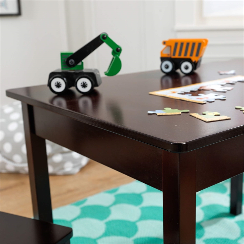 KidKraft Rectangle Table and Chair Set in Espresso