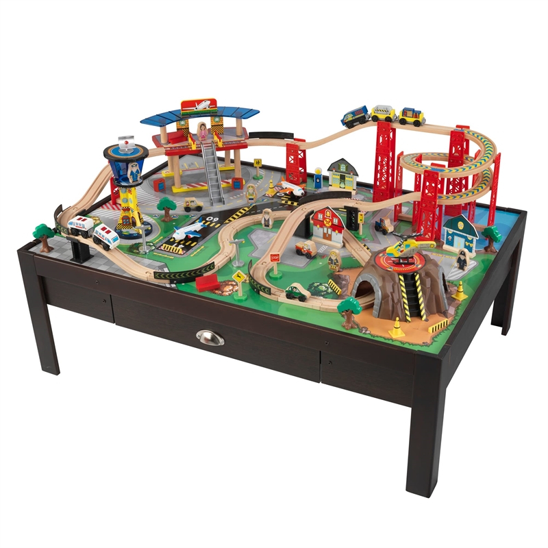 KidKraft Airport Express Train Set and Table in Espresso