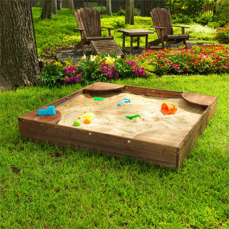 KidKraft Backyard Sandbox in Espresso