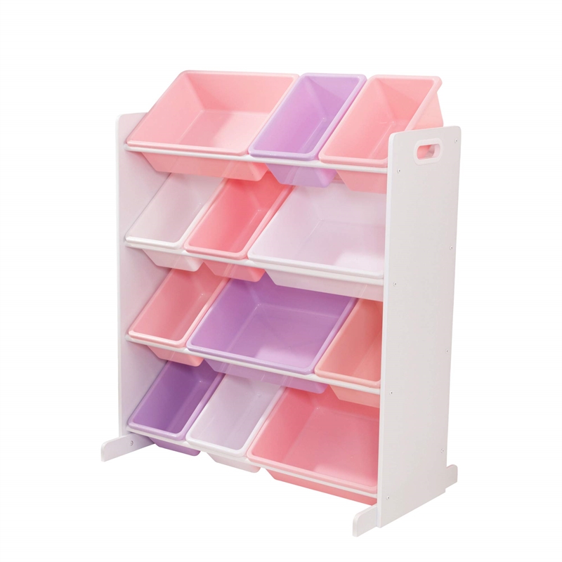 KidKraft Sort It and Store It 12 Bin Unit in White with Pastel Bins