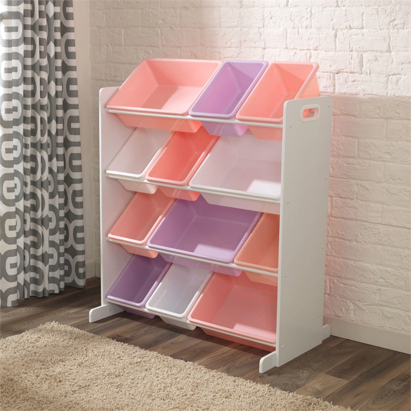 KidKraft Sort It and Store It 12 Bin Unit in White with Pastel Bins