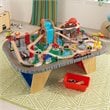 KidKraft 112 Piece Waterfall Junction Train Table Set in Gray and Natural