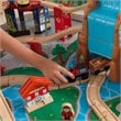 KidKraft 112 Piece Waterfall Junction Train Table Set in Gray and Natural