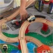KidKraft 112 Piece Waterfall Junction Train Table Set in Gray and Natural