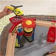 KidKraft 112 Piece Waterfall Junction Train Table Set in Gray and Natural