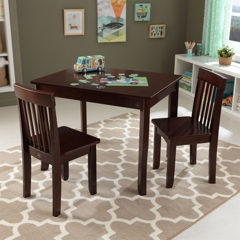KidKraft Avalon Table II and 2 Chairs Set in Espresso - 26639
