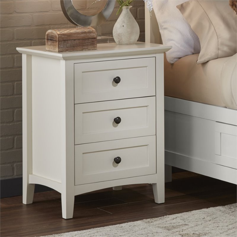 Modus Paragon 3 Drawer Nightstand in White | BushFurnitureCollection.com