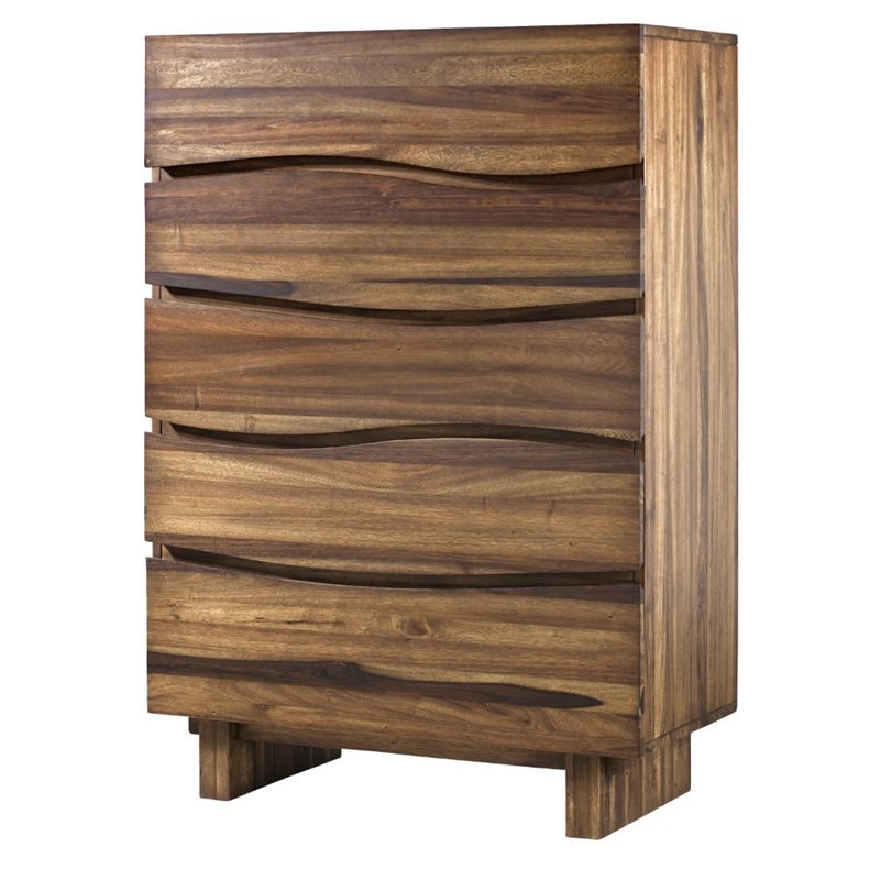 Modus Ocean 5 Drawer Solid Wood Chest In Natural Sengon 8c7984
