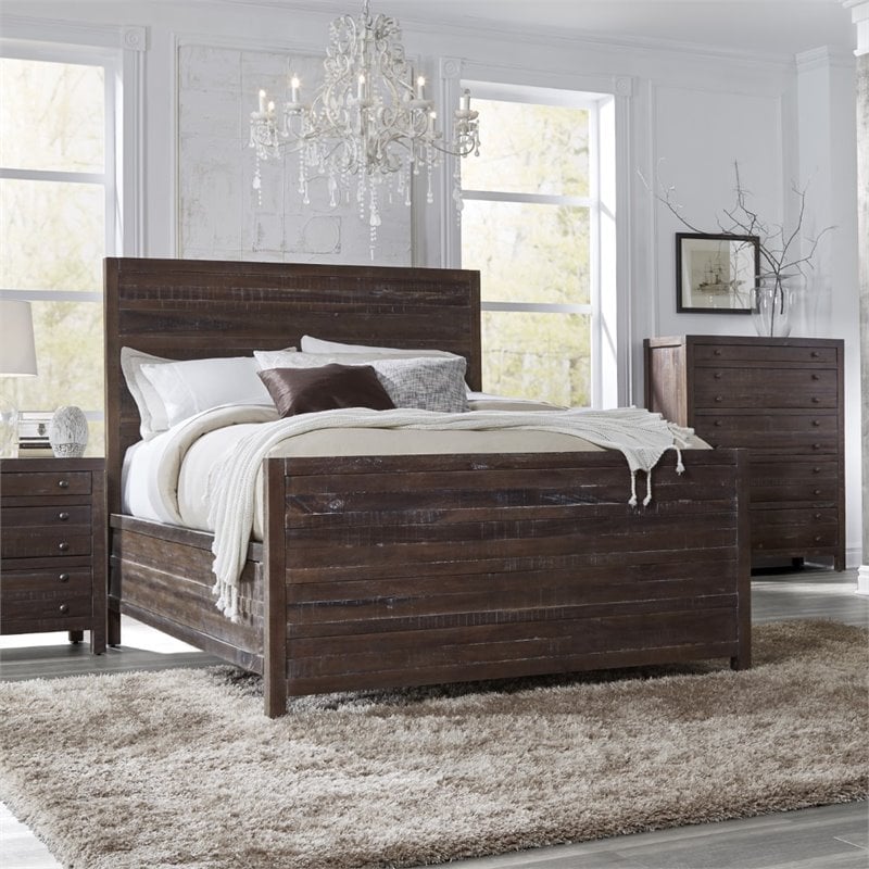 Modus Townsend Queen Solid Wood Panel Bed In Java 