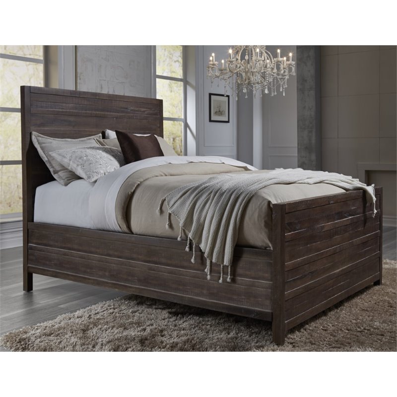 Modus Townsend King Solid Wood Panel Bed In Java