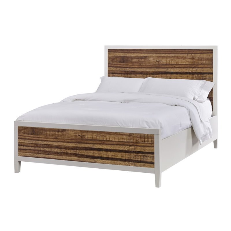 Modus Montana King Platform Bed in White Lacquer and Natural Sengon
