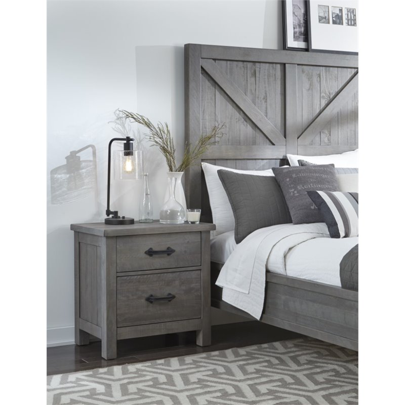 Modus Austin 2 Drawer Solid Wood Nightstand In Rustic Gray 9x1381