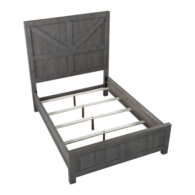 Modus Austin California King Barn Door Panel Bed In Rustic Gray