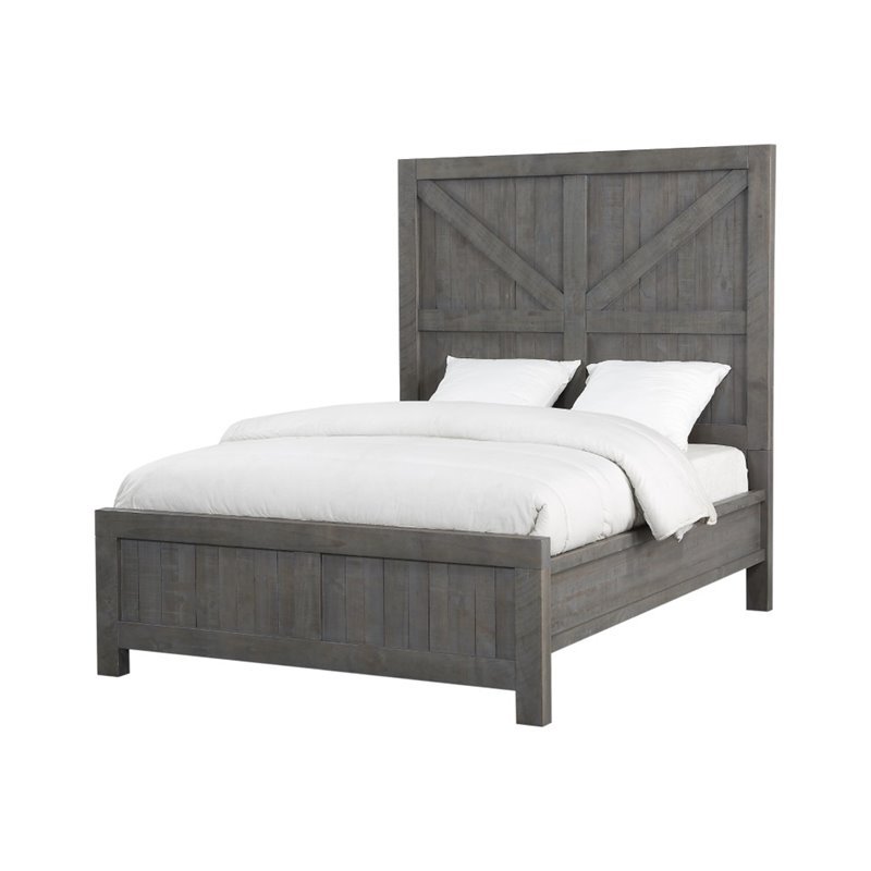 Modus Austin California King Barn Door Panel Bed In Rustic Gray