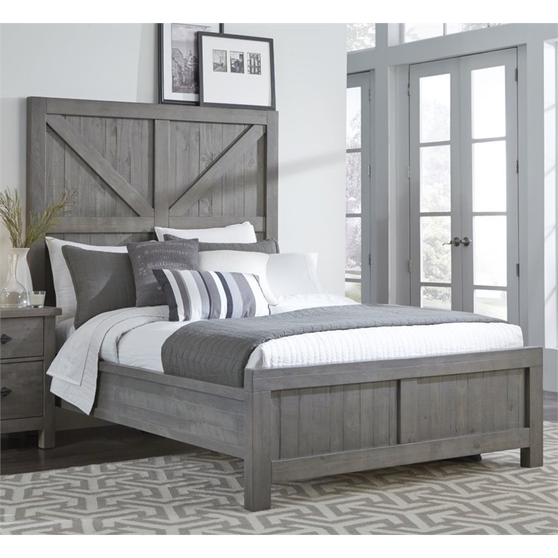 Modus Austin King Barn Door Panel Bed In Rustic Gray For Sale Online