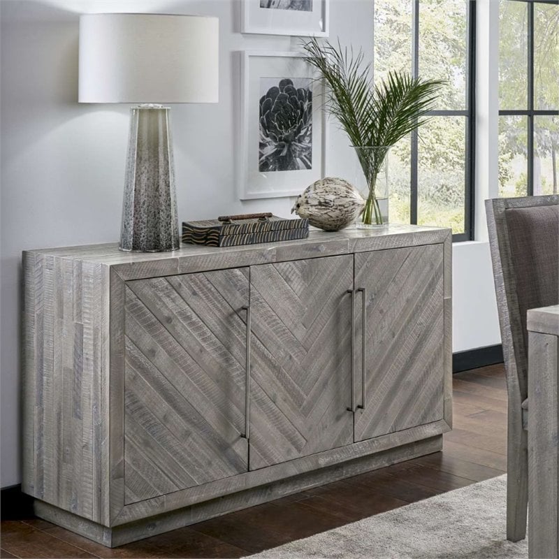 Modus Alexandra 3 Door Solid Wood Sideboard In Rustic Latte Cymax Business